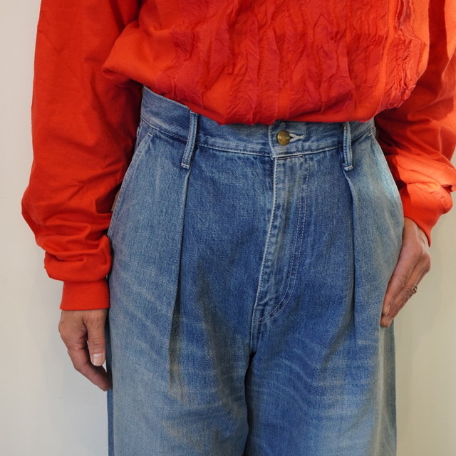 Graphpaper(Oty[p[)Selvage Denim Two Tuck Wide Pants-LIGHT FADE-#GL243-40189LB(4)