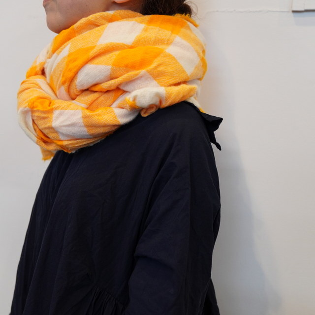 DANIELA GREGIS(_jG OWX) scialle shawl lavato(YELLOW CHECK)#SCI1WK43(4)