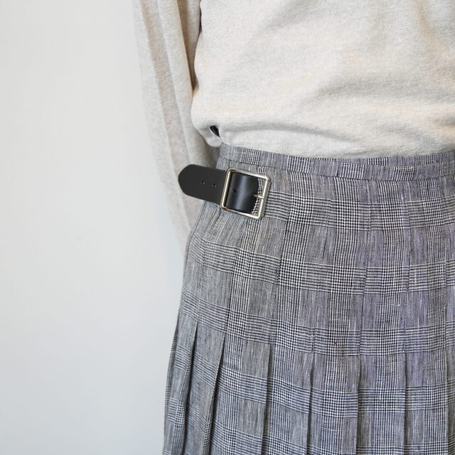 ONEIL OF DUBLIN(�I�j�[�� �I�u �_�u����) LOW WAIST PLEATS WRAP SKIRT LENGTH 80cm #NOD0901(4)