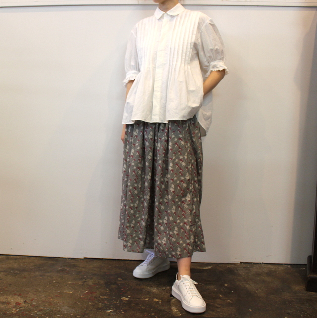 【22ss】TOUJOURS(トゥジュー)  Random Pleated Maxi Skirt  -Silky Cotton Floral Print Cloth- #TM36OK04(5)