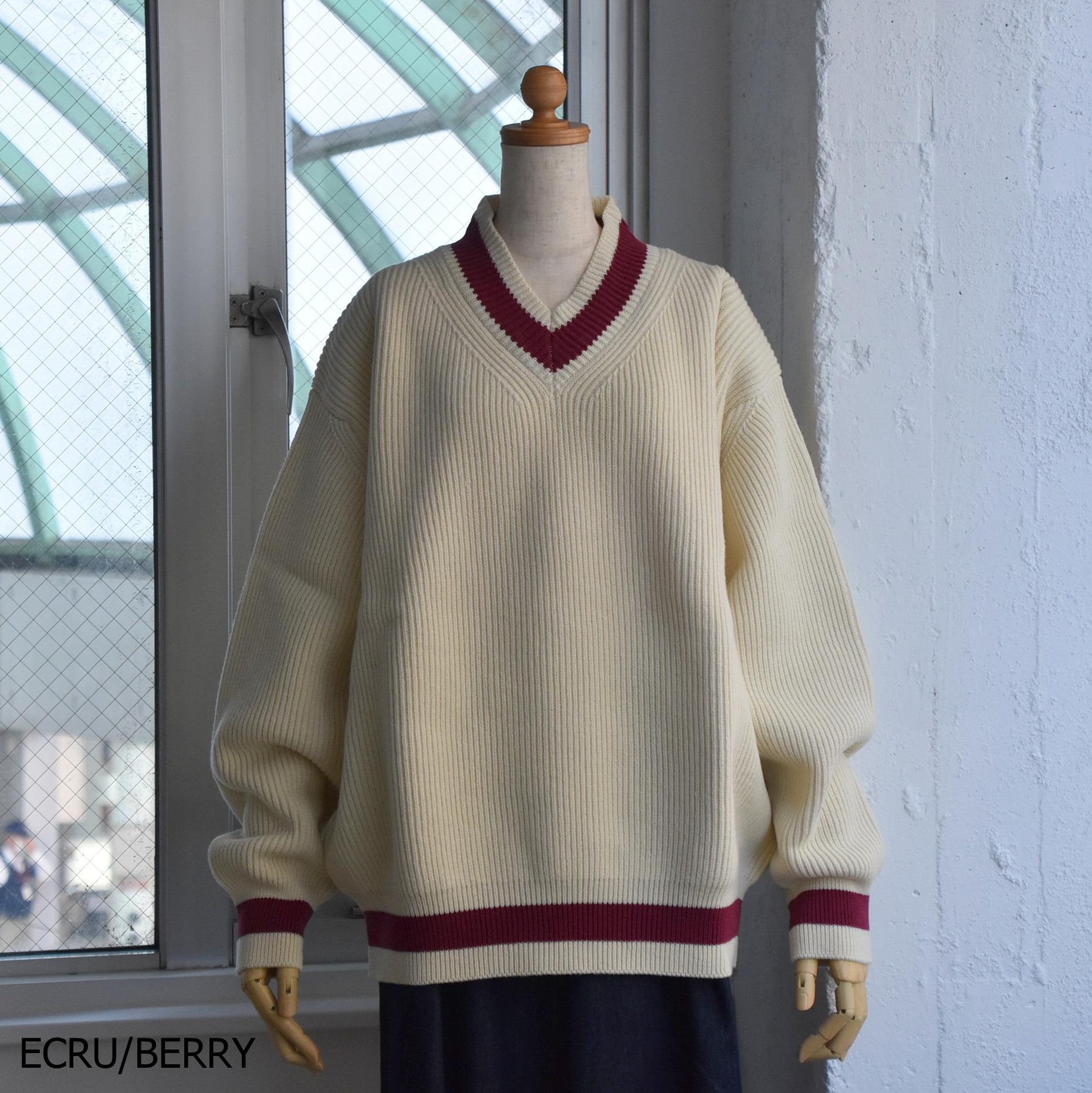 SOFIE D'HOORE(ソフィードール) / 3ply V-neck contrast color sweater【2色展開】(5)