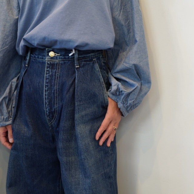 Graphpaper(Oty[p[)Selvage Denim Two Tuck Wide Pants-DARK FADE-#GL243-40189DB(5)