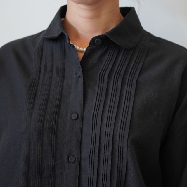 maison de soil(]h\C) ROUND COLLAR SHIRT WITH RANDOM PINTUCK#INMDS24703W(5)