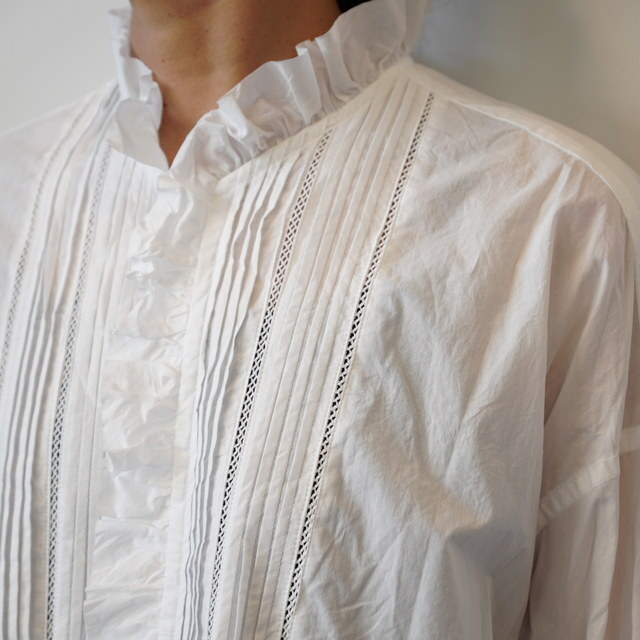 TOUJOURS(gDW[) Lace Pin Tuck Ruffle Shirt #MM43DS01(5)