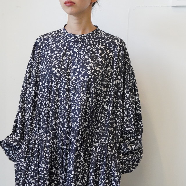 TOUJOURS(gDW[) / FLOWER PRINT COTTON STRETCH CLOTH Classic Gathered Dress #YM43FD03(5)