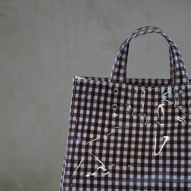 TEMBEA(exA) PAPER TOTE MEDIUM #TMB-2285H-GINGHAM BROWN(5)
