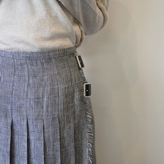 ONEIL OF DUBLIN(�I�j�[�� �I�u �_�u����) LOW WAIST PLEATS WRAP SKIRT LENGTH 80cm #NOD0901(5)