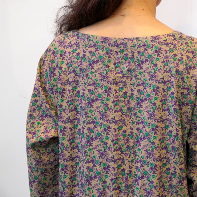 30%OFF】ARMEN(アーメン)COTTON SMALL FLOWER PRINT BOAT NECK L/SL