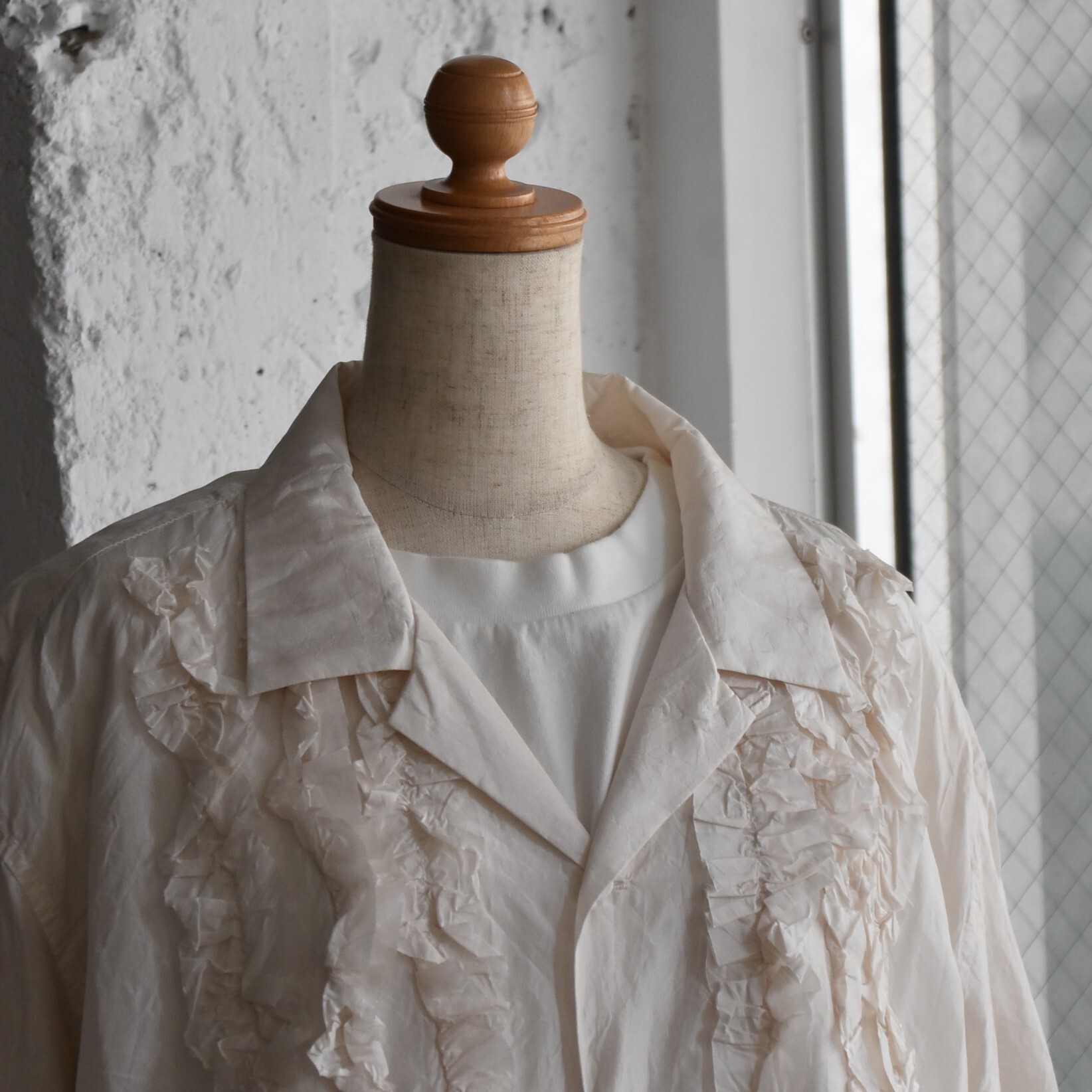 TOUJOURS(gDW[) / Open Collar Short Sleeve Frill Shirt #MM42GS01-AA(6)