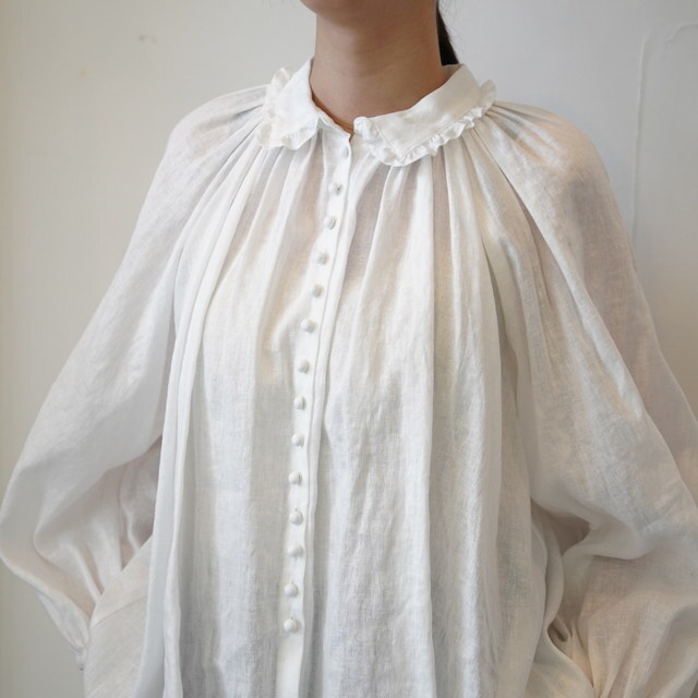 Bilitis dix-sept ans(reBXEfBZb^) LINEN GATHERED BLOUSE #2911-935(6)