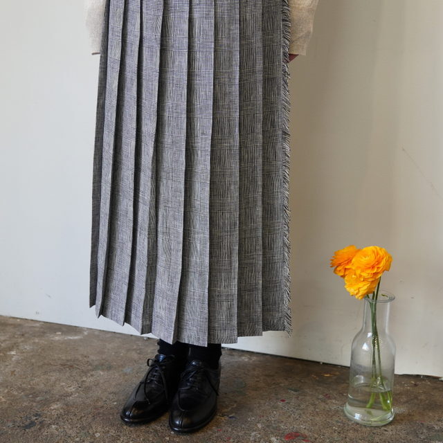 ONEIL OF DUBLIN(�I�j�[�� �I�u �_�u����) LOW WAIST PLEATS WRAP SKIRT LENGTH 80cm #NOD0901(6)