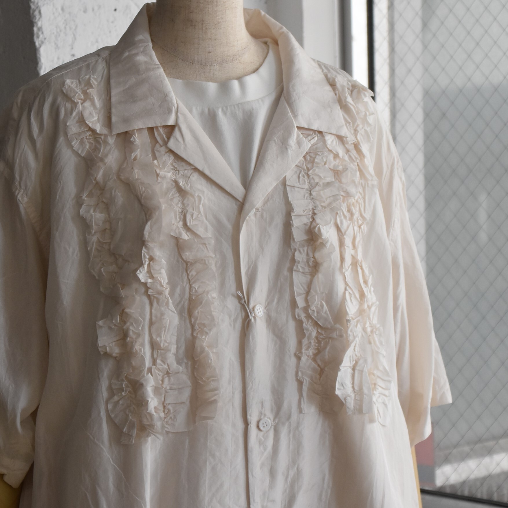 TOUJOURS(gDW[) / Open Collar Short Sleeve Frill Shirt #MM42GS01-AA(7)