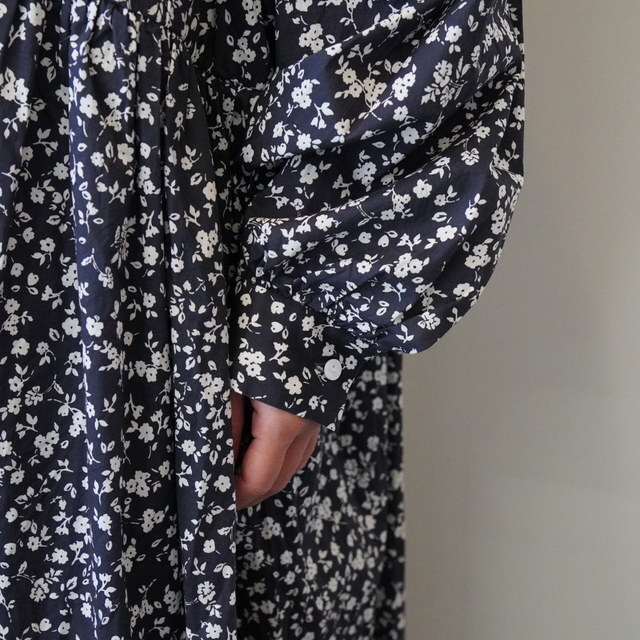 TOUJOURS(gDW[) / FLOWER PRINT COTTON STRETCH CLOTH Classic Gathered Dress #YM43FD03(7)