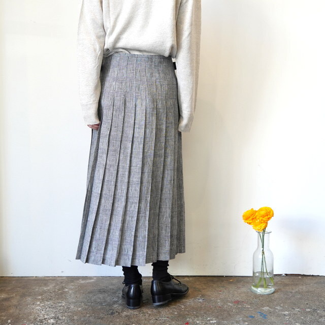 ONEIL OF DUBLIN(�I�j�[�� �I�u �_�u����) LOW WAIST PLEATS WRAP SKIRT LENGTH 80cm #NOD0901(7)
