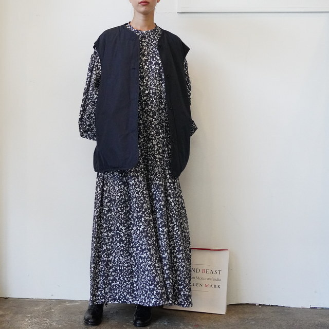 TOUJOURS(gDW[) / FLOWER PRINT COTTON STRETCH CLOTH Classic Gathered Dress #YM43FD03(9)