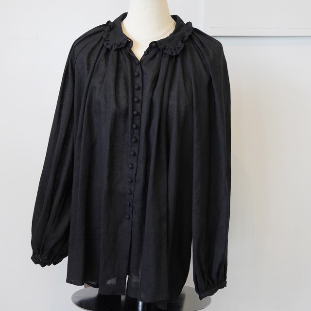 Bilitis dix-sept ans(reBXEfBZb^) LINEN GATHERED BLOUSE #2911-935(9)