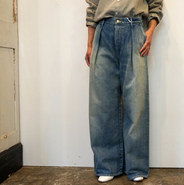 Graphpaper(グラフペーパー) Selvage Denim Two Tuck Wide Pants_GL231-40108LB