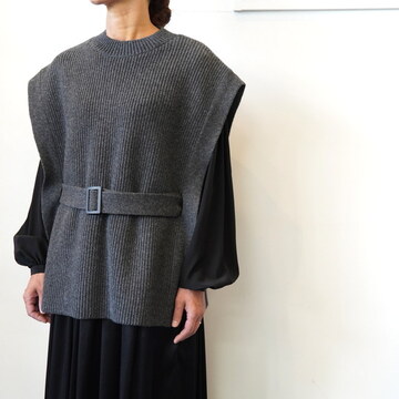 Graphpaper(Oty[p[) Fine Wool Rib Knit Crew Neck Belted Vest_GL243-80165