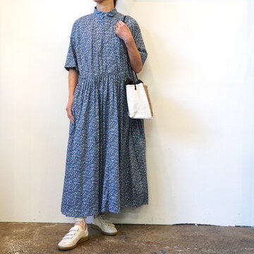 TOUJOURS(gDW[) SHORT SLEEVE CLASSIC GATHERED DRESS #YM42TD05