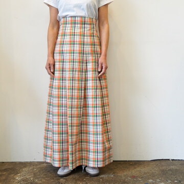 Scye(TC) Cotton Linen Plaid Maxi Skirt#1225-91034