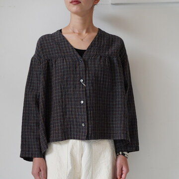 SARAH(サラ) FARMER'S MINI CHECK LINEN BLOU #C52979